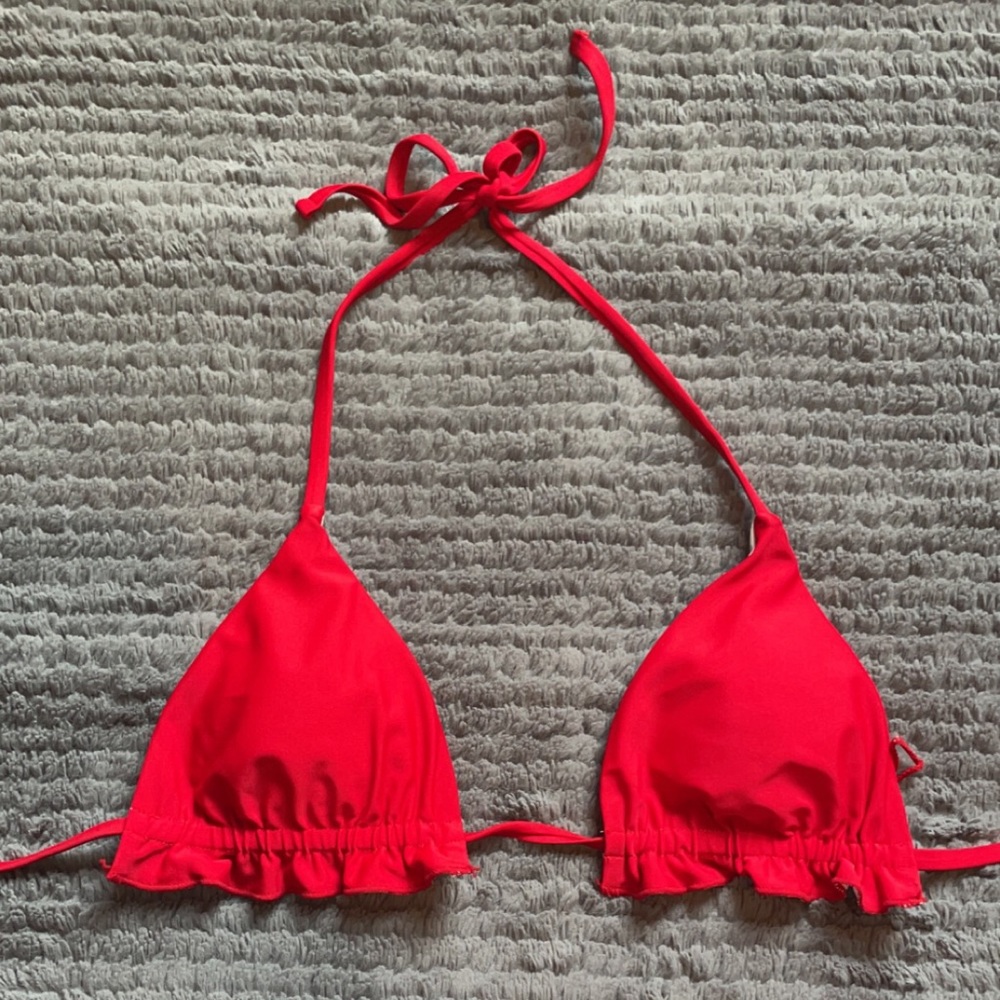 Medium Shein red ruffle bikini top